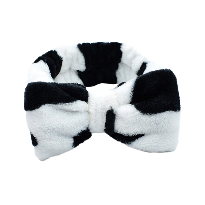 Bentita cosmetica machiaj, elastica, alba cu imprimeu negru, marime standard, EFAYN