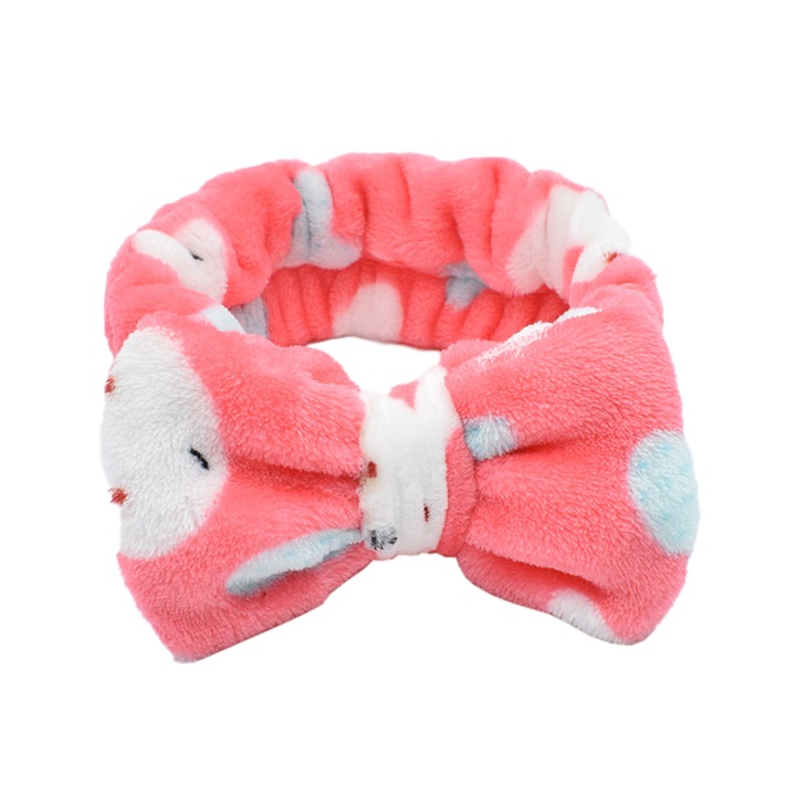 Bentita cosmetica machiaj, elastica, model cu iepurasi, corai, marime standard, EFAYN