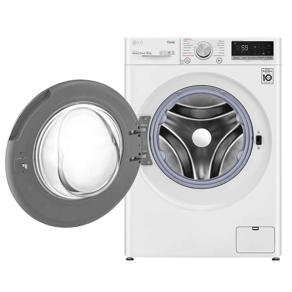 Masina de spalat rufe LG F4WV512S1E, 12 Kg, Clasa B, 1400 rpm, AI DD, Steam, ThinQ, TurboWash, Alb