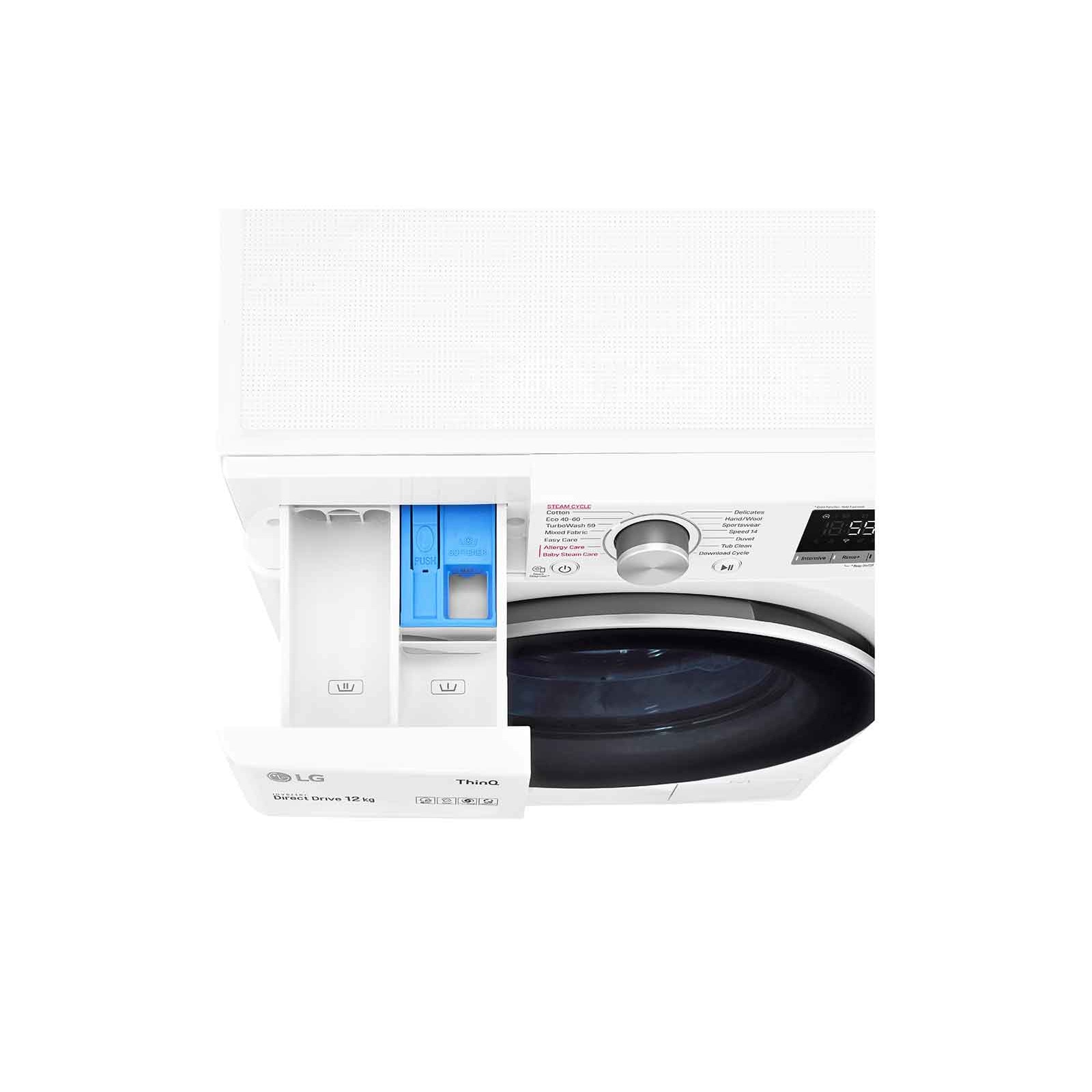 Masina de spalat rufe LG F4WV512S1E, 12 Kg, Clasa B, 1400 rpm, AI DD, Steam, ThinQ, TurboWash, Alb