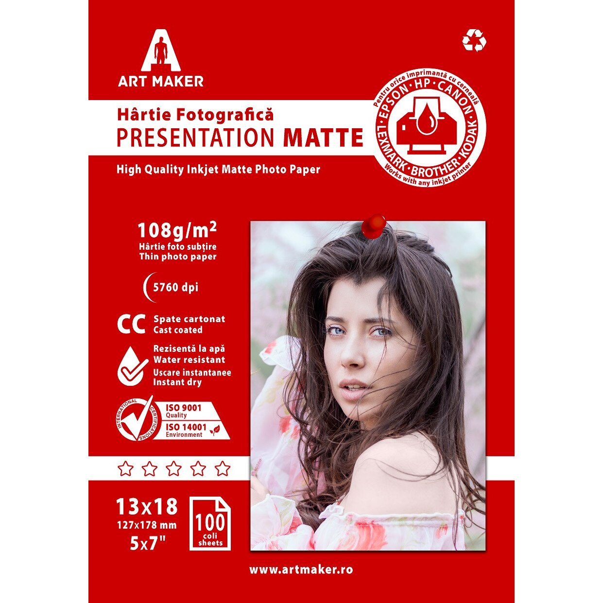 Hartie foto Art Maker, Mata, 108g/mp, 13×18, 100 coli