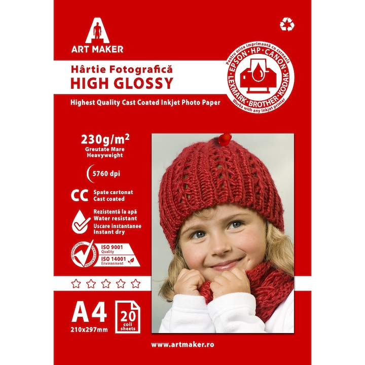 Hartie foto Art Maker High Glossy, 230g/mp, cc, A4, 20 coli