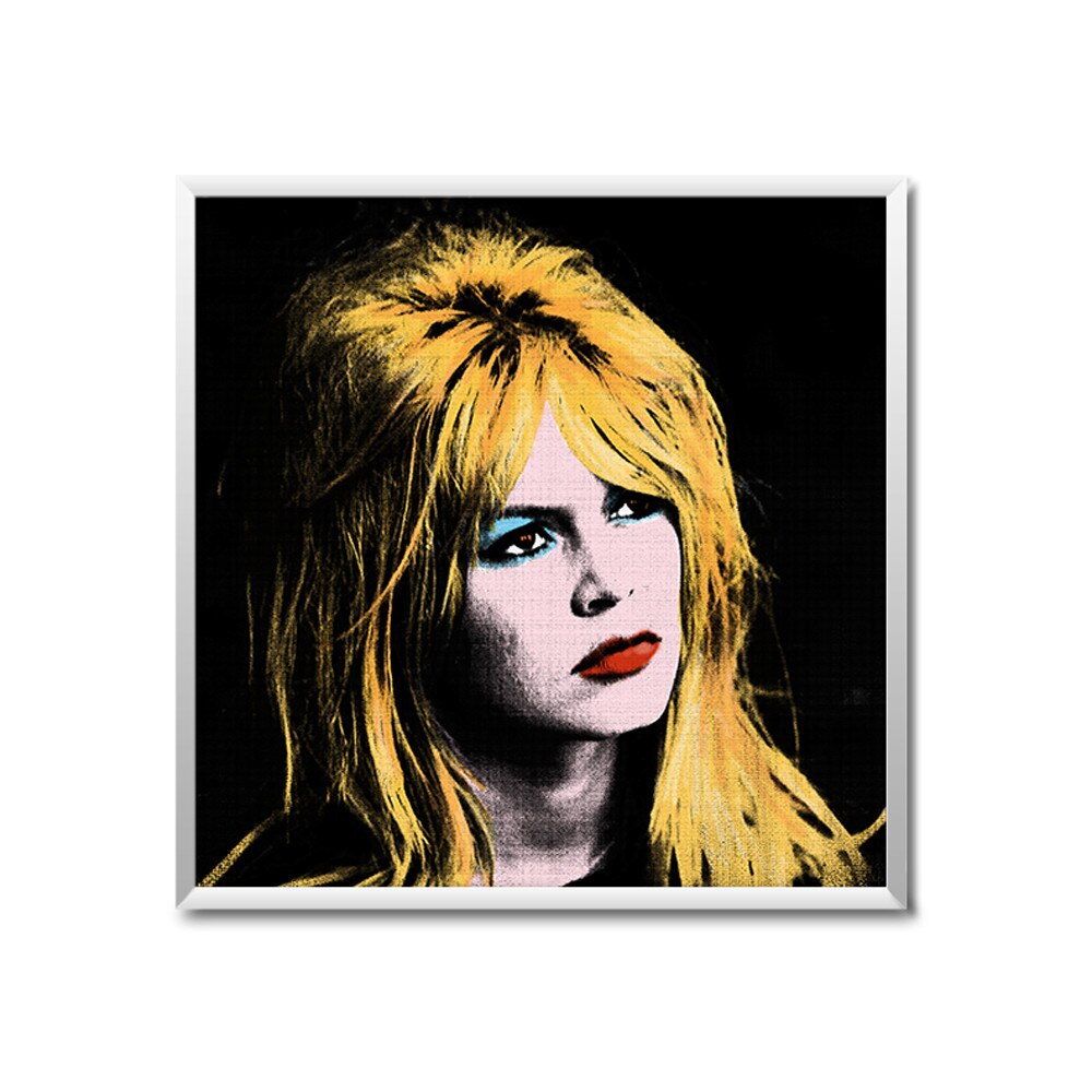Tablou cu Rama Alba - Premium - Brigitte Bardot - 70x70 cm