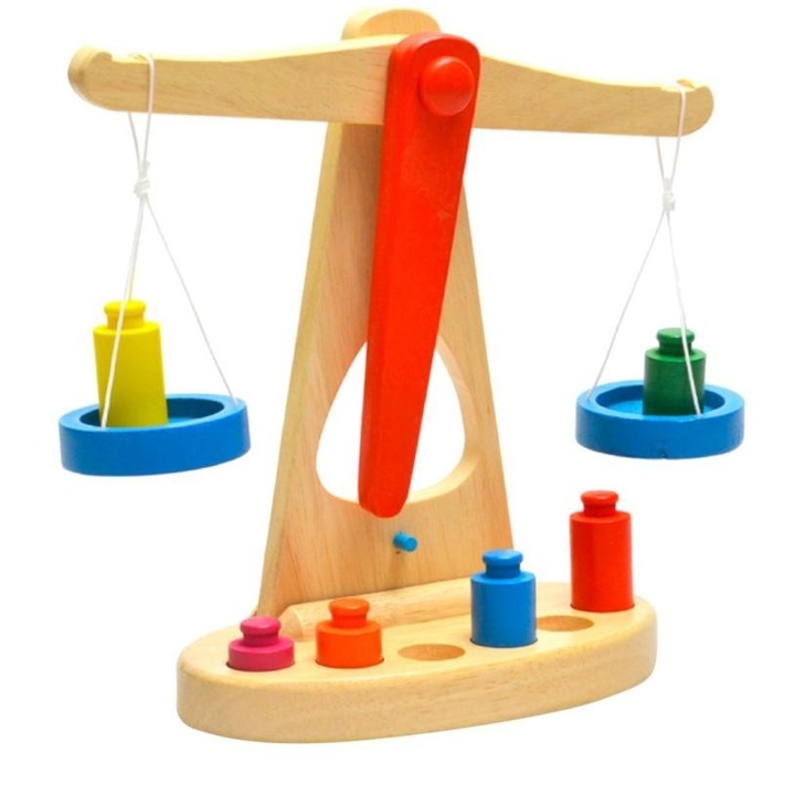 Cantar Montessori pentru copii in forma de balanta, din lemn