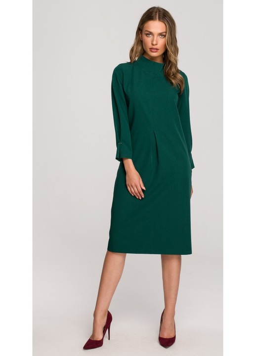 Rochie cu pliseuri decorative, Verde