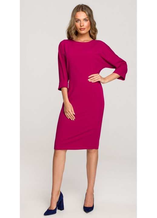 Rochie cu maneci kimono uni, Pruna