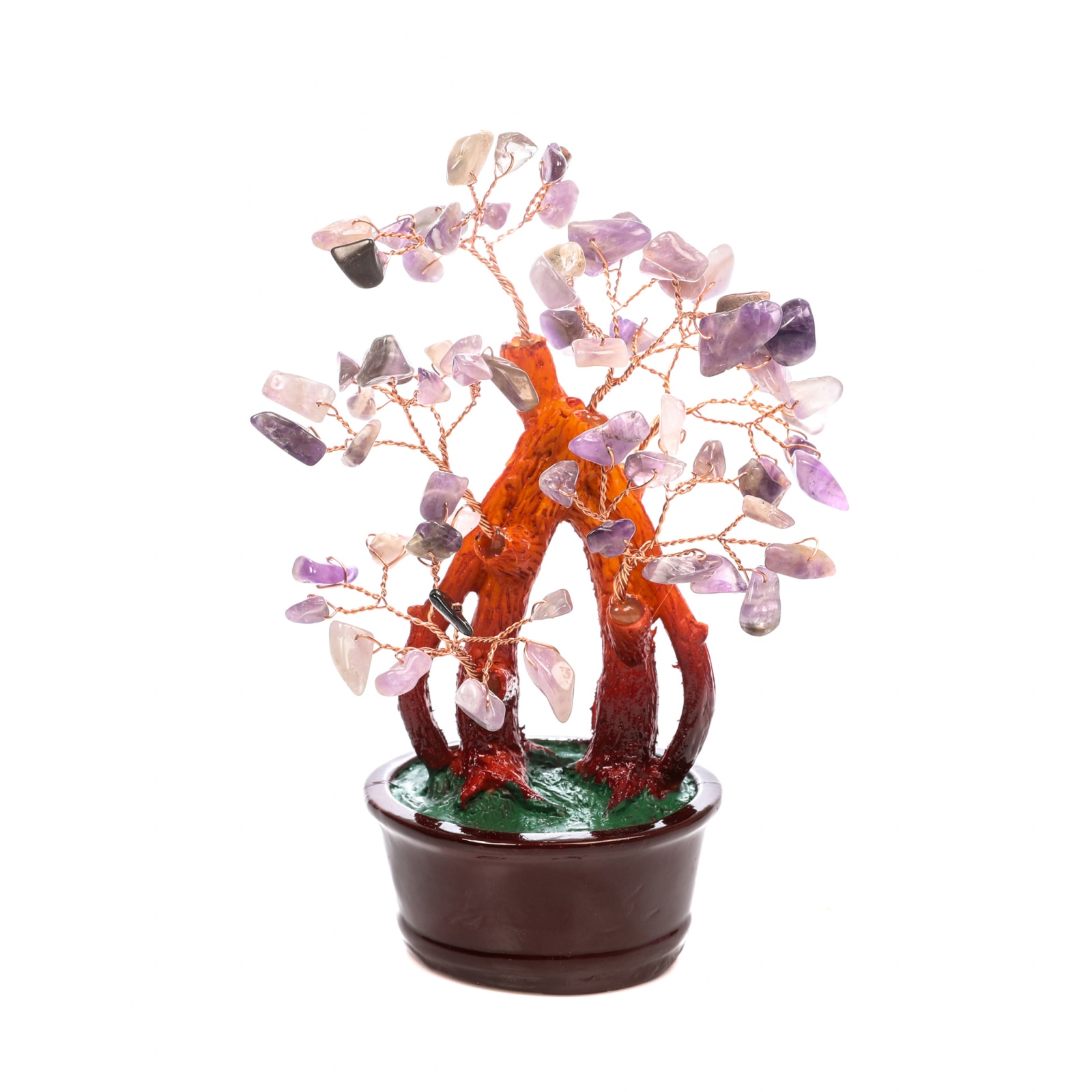 Copac Bonsai Feng Shui mare cu pietre semipretioase Ametist, 8 cm x 19 cm eMAG.ro