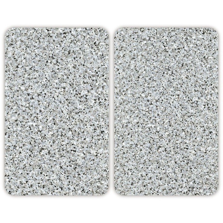 Set 2 plite de protectie din sticla pentru aragaz Granite, Wenko, gri
