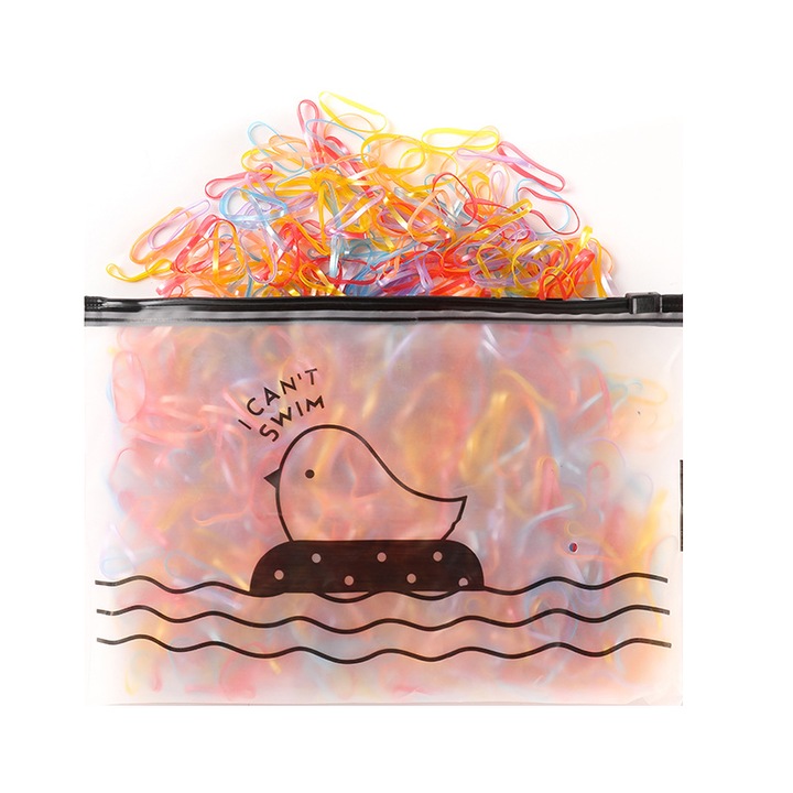 Set elastice de par, colorate, 500 bucati, roz multicolor, cauciuc, EFAYN