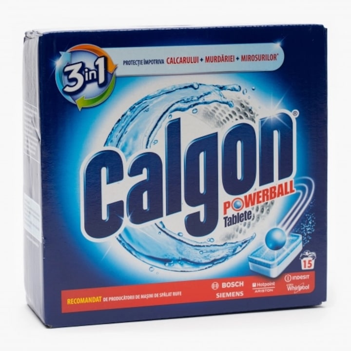 Tablete anticalcar Calgon 3in1 PowerBall, protejare puternica, 15 bucati
