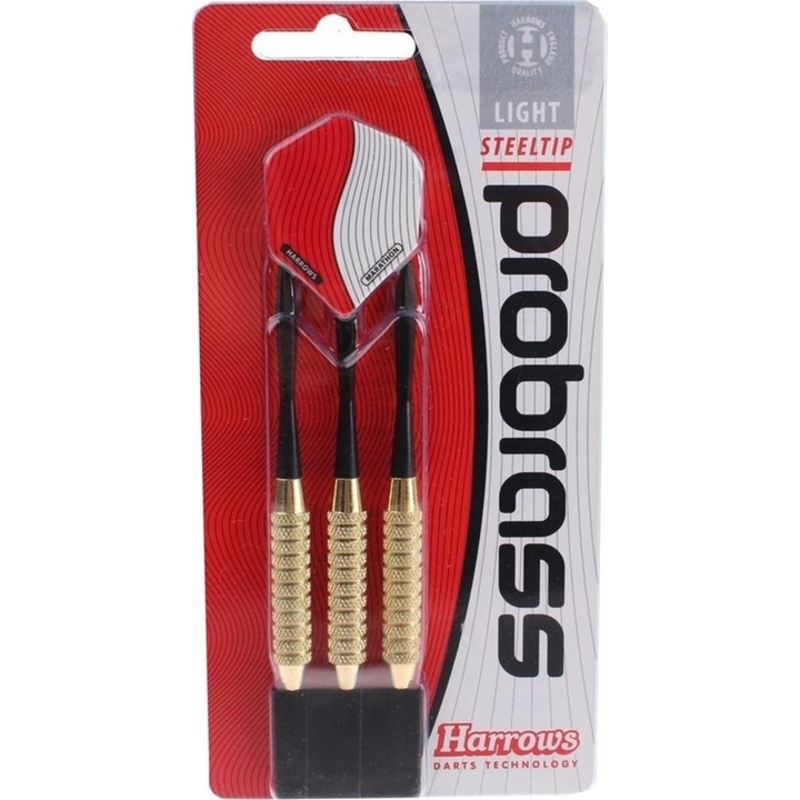 3 db-os darts borona készlet, Probrass Light, Steeltip, Sárgaréz/Nylon, Többszínű