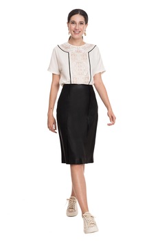 Bluza cu insertie verticala din dantela, Roberto Cavalli, Alb, S Bluza cu insertie verticala din dantela, Roberto Cavalli, Alb, S