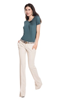 Bluza din vascoza cu accesoriu floral, Gucci, Verde Bluza din vascoza cu accesoriu floral, Gucci, Verde