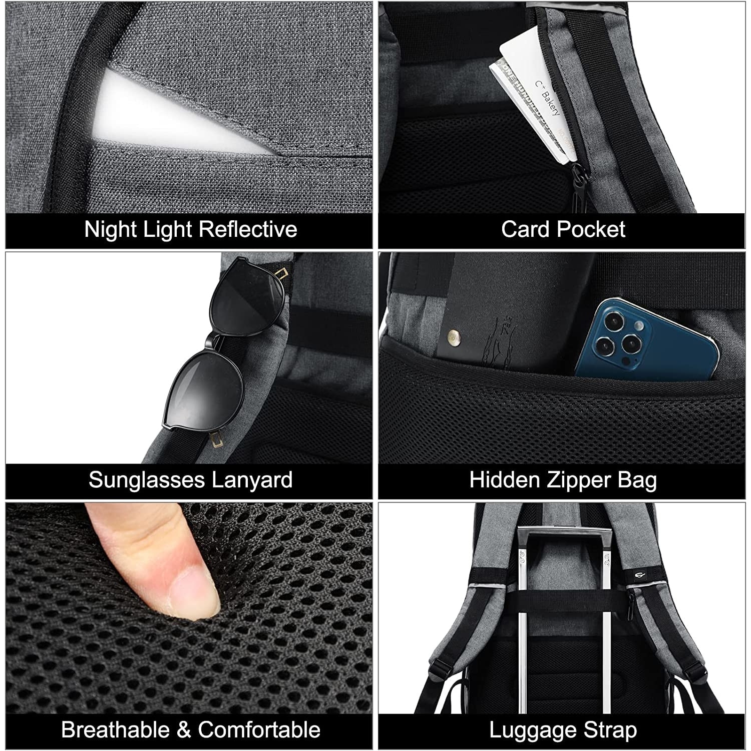 Ghiozdan laptop, rezistent la apa cu 4 compartimente, 15,6 inch, cu port USB si mufa jack extern, buzunare laterale, bretele captusite, pentru laptop, tableta, dosar