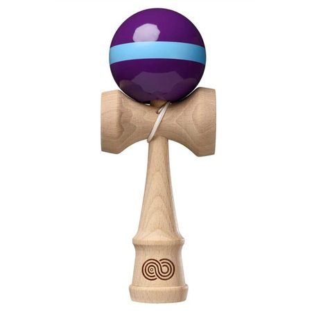 Jucarie Kendama, Kaizen 1.0, Kendama Triple Stripe, 70 g, 18.5 x 7 cm, Lemn, Mov/Albastru