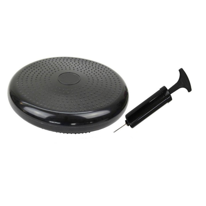 Disc masaj cu pompa, EB FIT, PVC, Greutate maxima 200 kg, 33 cm, Negru