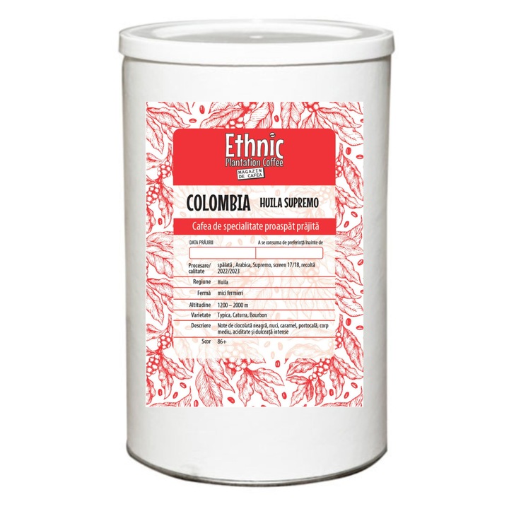 Кафе Ethnic Plantation Coffee, Colombia Huila Supremo Arabica, Печено, Смляно, 400 г