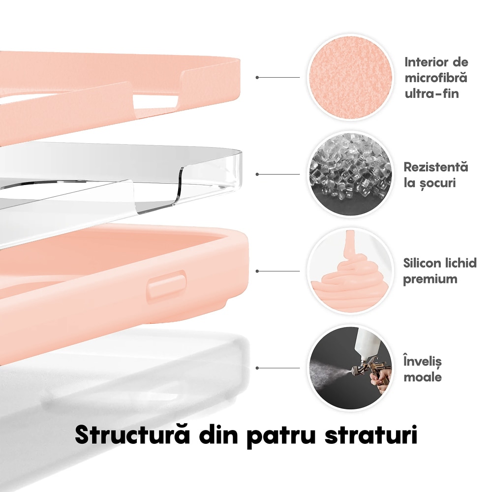 Husa CASEY STUDIOS™ compatibila cu iPhone 14 Plus, Soft Silicone Premium, Microfibra in Interior, Pink Sand, de Protectie, Ultra Slim, pentru Incarcare Wireless, Margini Ridicate de Protectia Ecranului si a Camerelor
