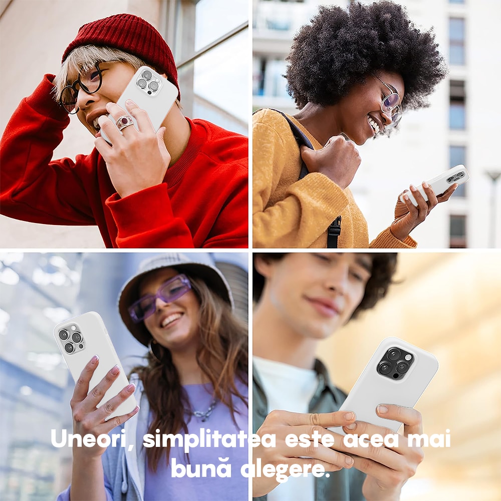 Husa CASEY STUDIOS™ compatibila cu iPhone 14 Plus, Soft Silicone Premium, Microfibra in Interior, Alb, de Protectie, Ultra Slim, pentru Incarcare Wireless, Margini Ridicate de Protectia Ecranului si a Camerelor