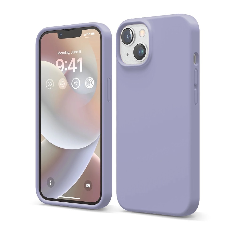 Husa CASEY STUDIOS™ compatibila cu iPhone 14, Soft Silicone Premium, Microfibra in Interior, Light Lilac, de Protectie, Ultra Slim, pentru Incarcare Wireless, Margini Ridicate de Protectia Ecranului si a Camerelor
