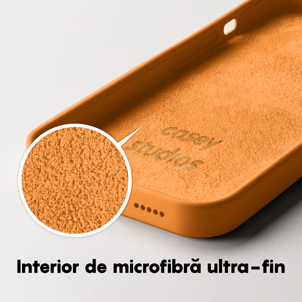 Husa CASEY STUDIOS™ compatibila cu iPhone 14 Pro Max, Soft Silicone Premium, Microfibra in Interior, Nectarine, de Protectie, Ultra Slim, pentru Incarcare Wireless, Margini Ridicate de Protectia Ecranului si a Camerelor