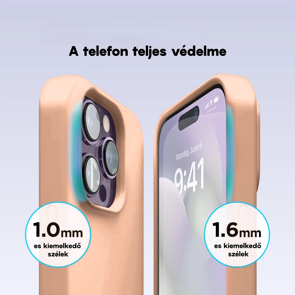 Husa CASEY STUDIOS™ compatibila cu iPhone 14 Pro, Soft Silicone Premium, Microfibra in Interior, Pink Sand, de Protectie, Ultra Slim, pentru Incarcare Wireless, Margini Ridicate de Protectia Ecranului si a Camerelor