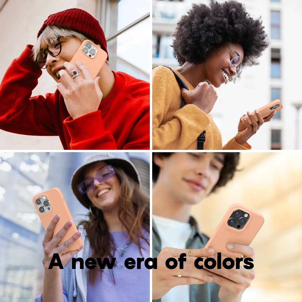 Husa CASEY STUDIOS™ compatibila cu iPhone 14 Pro, Soft Silicone Premium, Microfibra in Interior, Pink Sand, de Protectie, Ultra Slim, pentru Incarcare Wireless, Margini Ridicate de Protectia Ecranului si a Camerelor