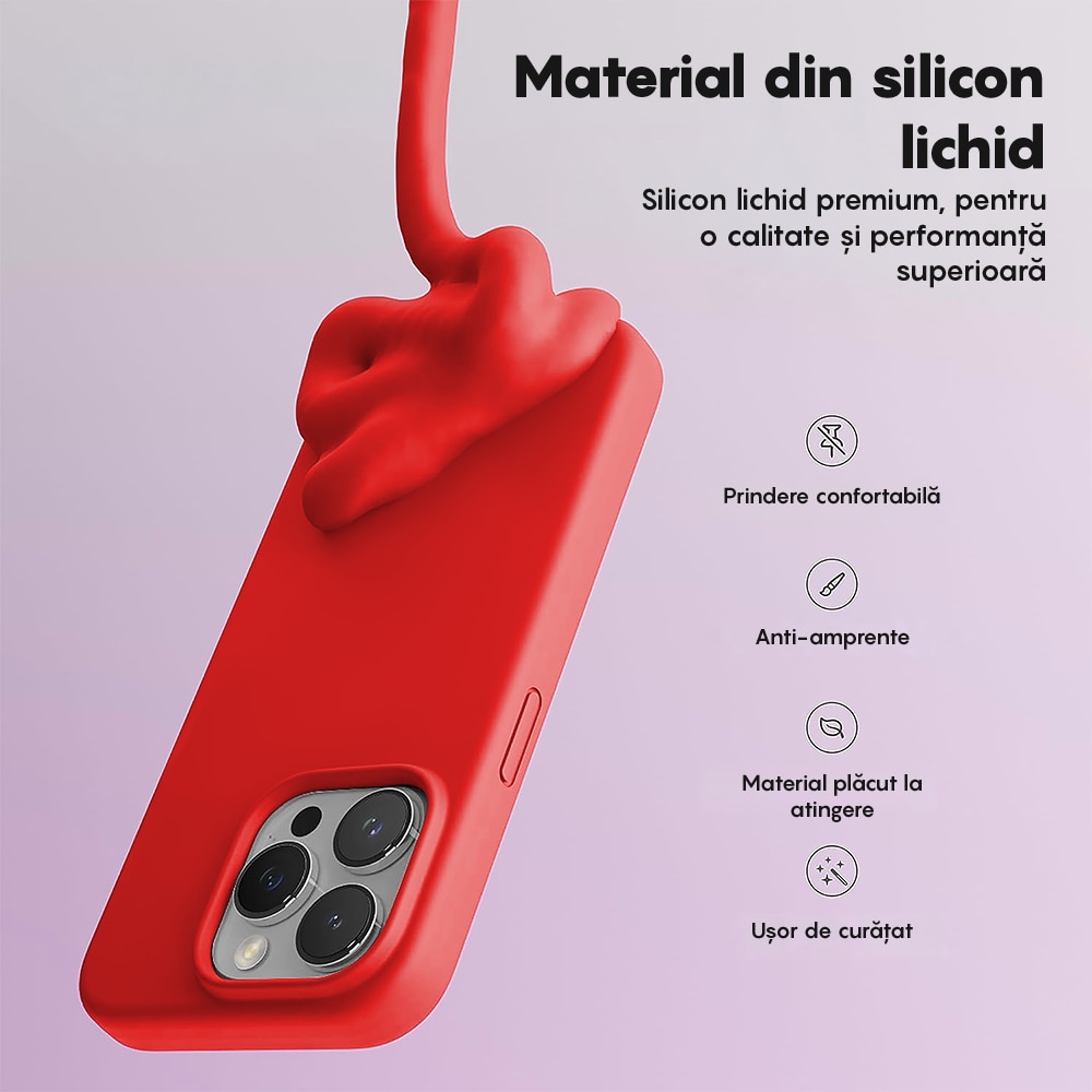 Husa CASEY STUDIOS™ compatibila cu iPhone 12 Pro Max, Soft Silicone Premium, Microfibra in Interior, Red, de Protectie, Ultra Slim, pentru Incarcare Wireless, Margini Ridicate de Protectia Ecranului si a Camerelor