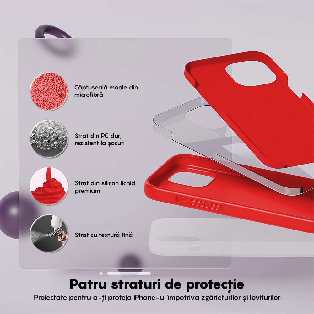 Husa CASEY STUDIOS™ compatibila cu iPhone 12 Pro Max, Soft Silicone Premium, Microfibra in Interior, Red, de Protectie, Ultra Slim, pentru Incarcare Wireless, Margini Ridicate de Protectia Ecranului si a Camerelor