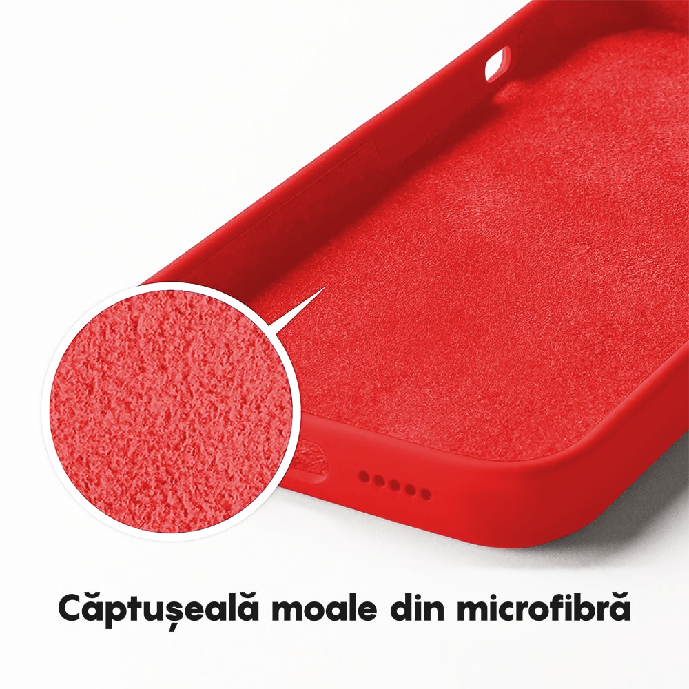 Husa CASEY STUDIOS™ compatibila cu iPhone 12 Pro Max, Soft Silicone Premium, Microfibra in Interior, Red, de Protectie, Ultra Slim, pentru Incarcare Wireless, Margini Ridicate de Protectia Ecranului si a Camerelor