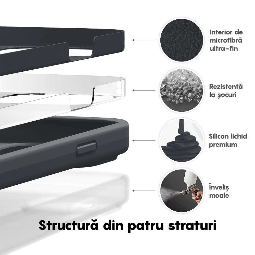 Husa CASEY STUDIOS™ pentru Apple iPhone 14, Soft Silicone Premium, Microfibra in Interior, Midnight Blue, de Protectie, Ultra Slim, pentru Incarcare Wireless, Margini Ridicate pentru Protectia Ecranului si a Camerelor