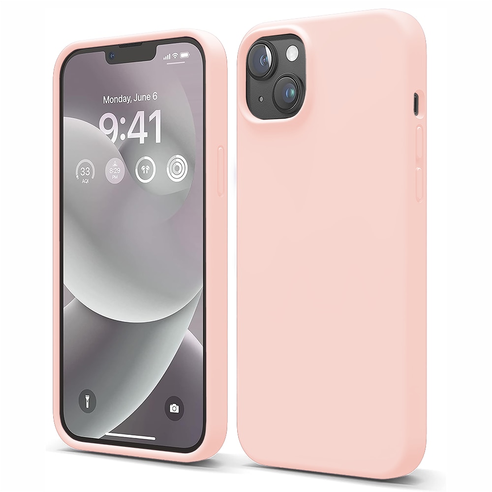 Husa CASEY STUDIOS™ compatibila cu iPhone 13, Soft Silicone Premium, Microfibra in Interior, Pink Sand, de Protectie, Ultra Slim, pentru Incarcare Wireless, Margini Ridicate de Protectia Ecranului si a Camerelor