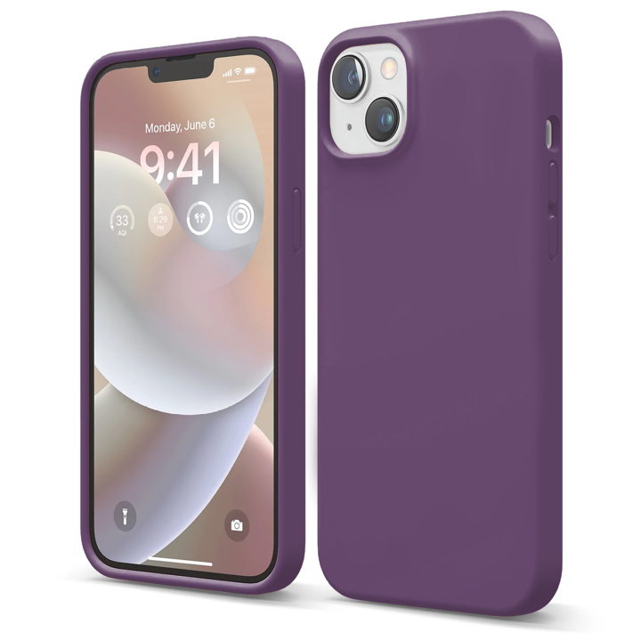 CASEY STUDIOS™ iPhone 14 Plus védőtok, prémium minőségű puha szilikon, belül mikroszálakkal, Lila, utra vékony, vezeték nélküli töltés, kiemelkedő szélek a képernyő és a kamera védelmének érdekében