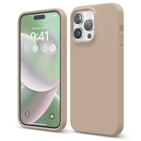 Husa CASEY STUDIOS™ pentru iPhone 14 Pro Max, Soft Silicone Premium, Microfibra in Interior, Pink Sand, de Protectie, Ultra Slim, pentru Incarcare Wireless, Margini Ridicate pentru Protectia Ecranului si a Camerelor