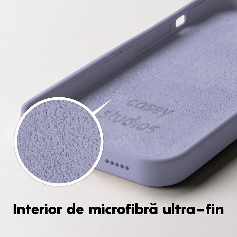 Husa CASEY STUDIOS™ compatibila cu iPhone 14 Pro Max, Soft Silicone Premium, Microfibra in Interior, Light Lilac, de Protectie, Ultra Slim, pentru Incarcare Wireless, Margini Ridicate de Protectia Ecranului si a Camerelor