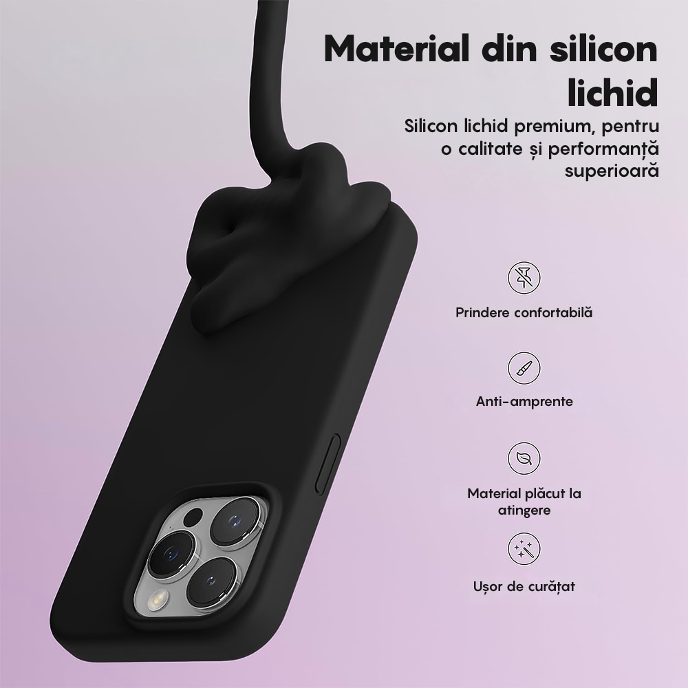 Husa CASEY STUDIOS™ compatibila cu iPhone 12 Mini, Soft Silicone Premium, Microfibra in Interior, Negru, de Protectie, Ultra Slim, pentru Incarcare Wireless, Margini Ridicate de Protectia Ecranului si a Camerelor