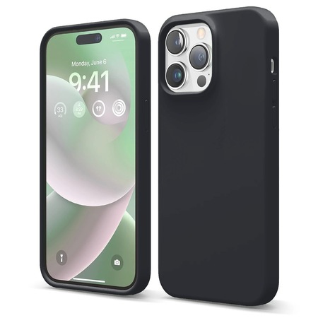Husa CASEY STUDIOS™ pentru iPhone 14 Pro Max, Soft Silicone Premium, Microfibra in Interior, Negru, de Protectie, Ultra Slim, pentru Incarcare Wireless, Margini Ridicate pentru Protectia Ecranului si a Camerelor