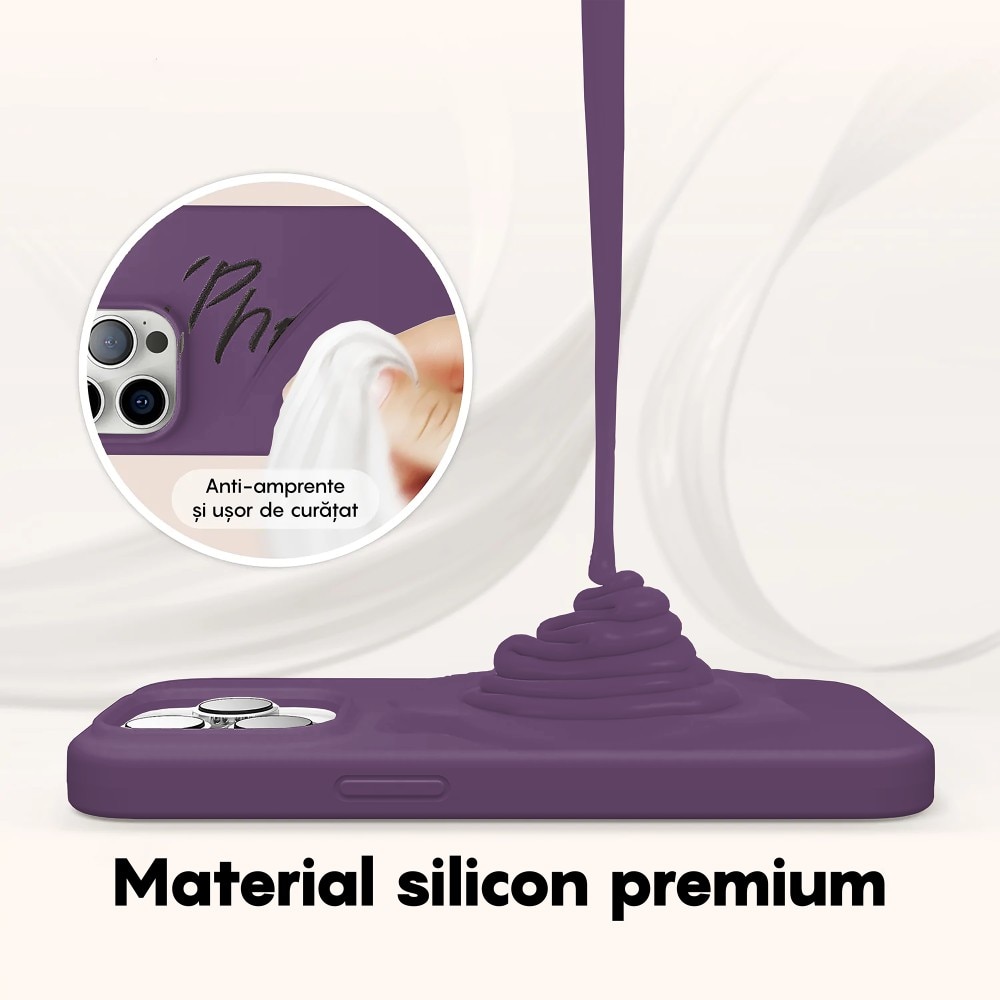 Husa CASEY STUDIOS™ compatibila cu iPhone 14 Pro, Soft Silicone Premium, Microfibra in Interior, Light Purple, de Protectie, Ultra Slim, pentru Incarcare Wireless, Margini Ridicate de Protectia Ecranului si a Camerelor