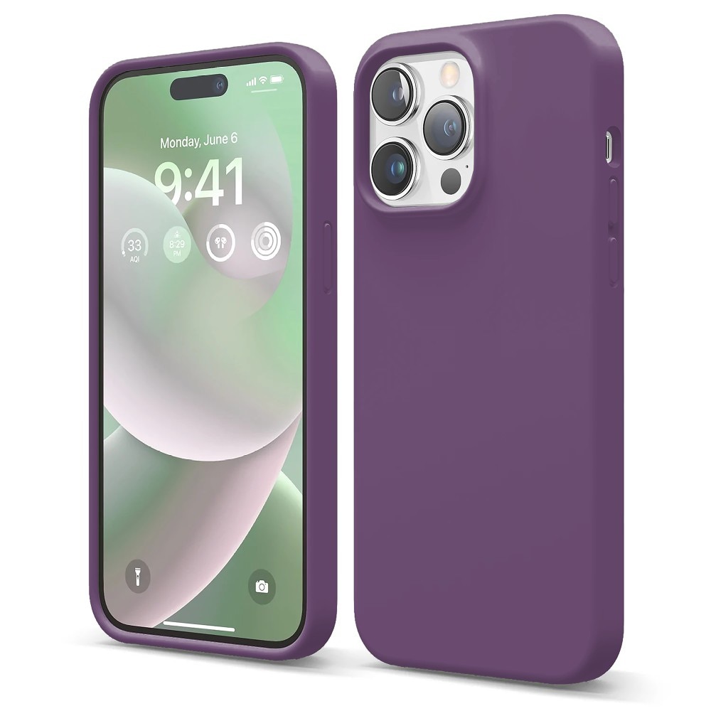 Husa CASEY STUDIOS™ compatibila cu iPhone 14 Pro Max, Soft Silicone Premium, Microfibra in Interior, Light Purple, de Protectie, Ultra Slim, pentru Incarcare Wireless, Margini Ridicate de Protectia Ecranului si a Camerelor