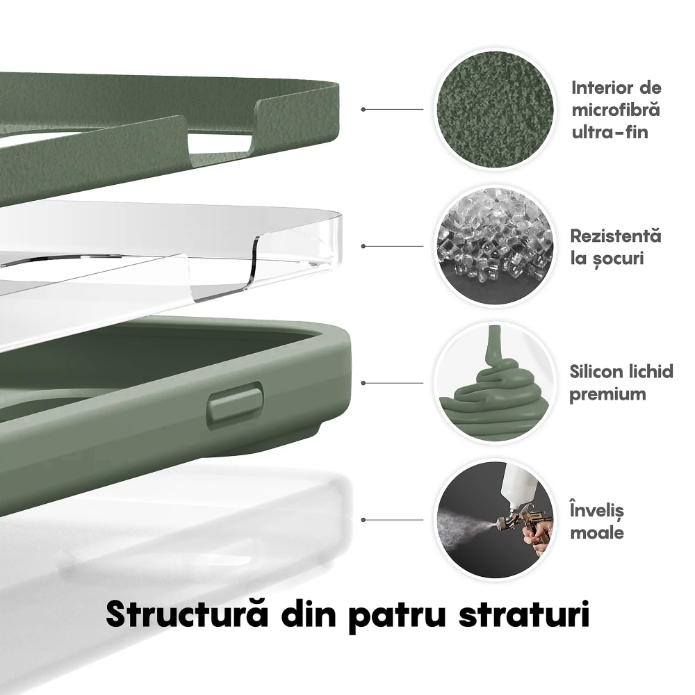 Husa CASEY STUDIOS™ compatibila cu iPhone 14 Plus, Soft Silicone Premium, Microfibra in Interior, Webster Green, de Protectie, Ultra Slim, pentru Incarcare Wireless, Margini Ridicate de Protectia Ecranului si a Camerelor