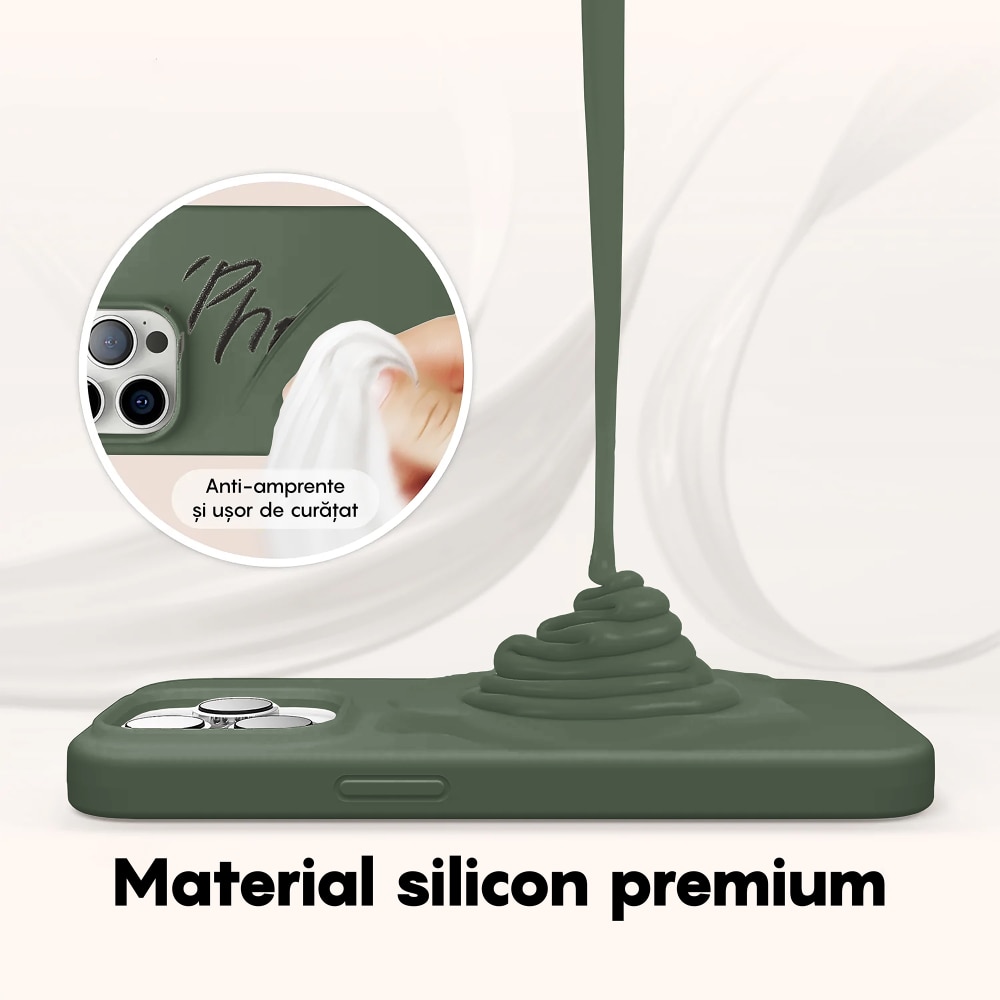 Husa CASEY STUDIOS™ compatibila cu iPhone 14 Plus, Soft Silicone Premium, Microfibra in Interior, Webster Green, de Protectie, Ultra Slim, pentru Incarcare Wireless, Margini Ridicate de Protectia Ecranului si a Camerelor