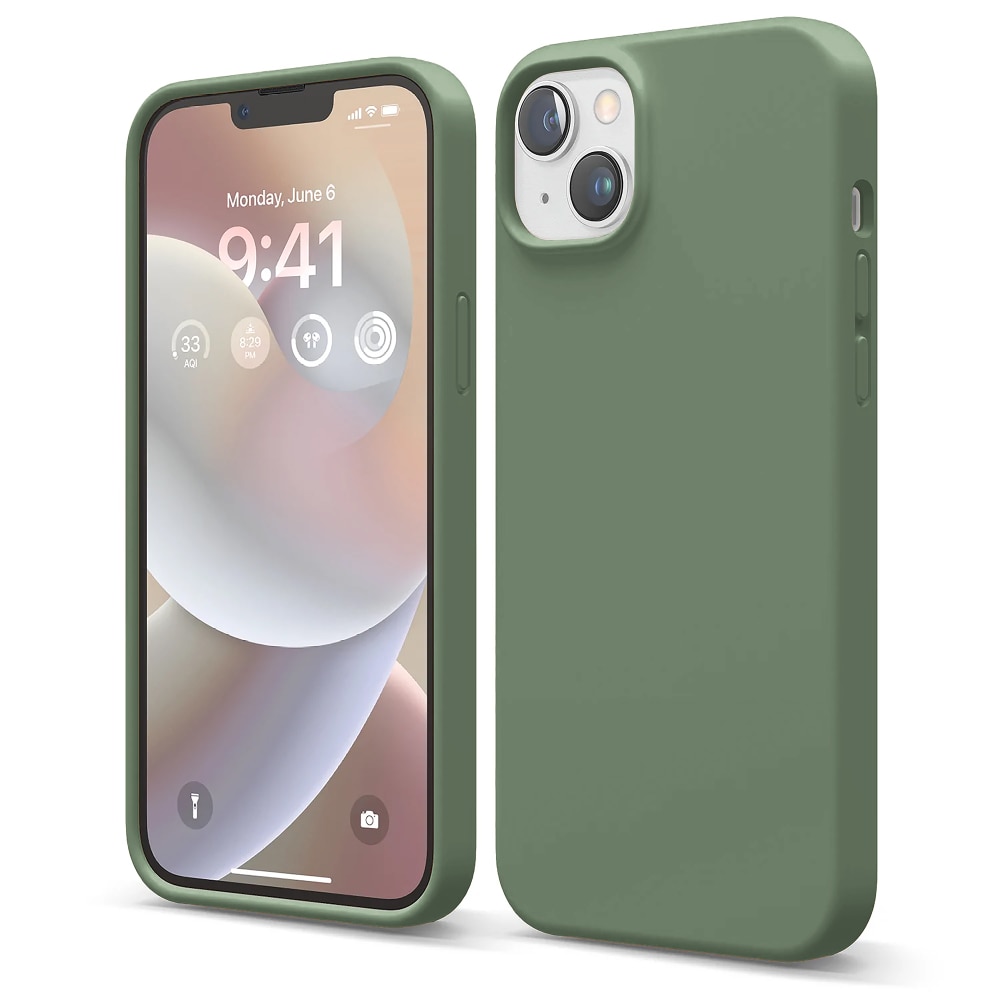 Husa CASEY STUDIOS™ compatibila cu iPhone 14 Plus, Soft Silicone Premium, Microfibra in Interior, Webster Green, de Protectie, Ultra Slim, pentru Incarcare Wireless, Margini Ridicate de Protectia Ecranului si a Camerelor
