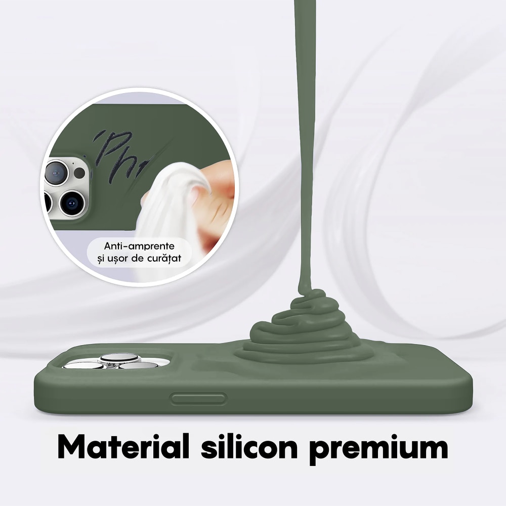 Husa CASEY STUDIOS™ compatibila cu iPhone 14 Pro Max, Soft Silicone Premium, Microfibra in Interior, Webster Green, de Protectie, Ultra Slim, pentru Incarcare Wireless, Margini Ridicate de Protectia Ecranului si a Camerelor