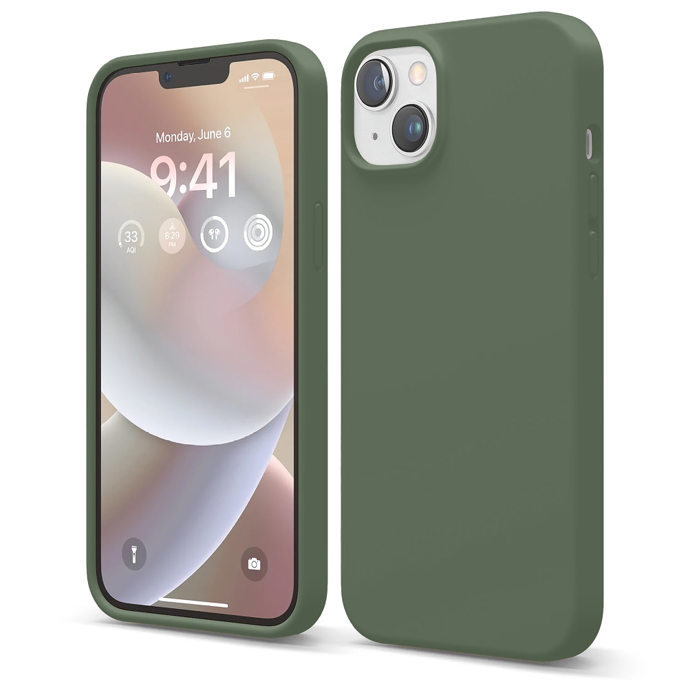 Husa CASEY STUDIOS™ compatibila cu iPhone 14, Soft Silicone Premium, Microfibra in Interior, Webster Green, de Protectie, Ultra Slim, pentru Incarcare Wireless, Margini Ridicate de Protectia Ecranului si a Camerelor