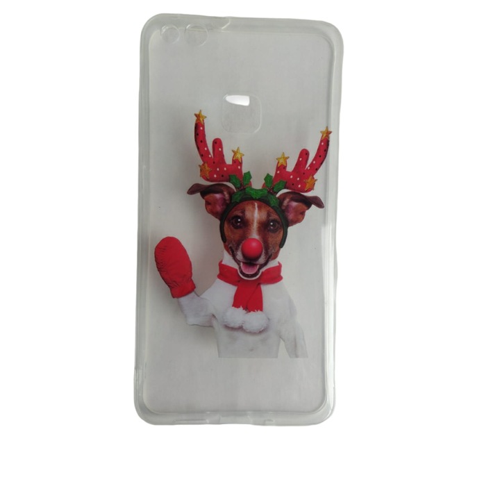 Husa compatibila cu Huawei P10 Lite, Carcasa Silicon transparent Craciun, Catel Rudolf