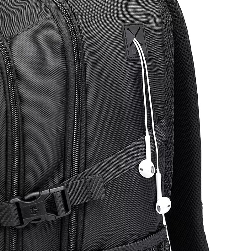 Rucsac laptop 15.6", casual, cu orificiu pentru cabluri audio, Golden Wolf, 43x31x16.5 cm, Negru