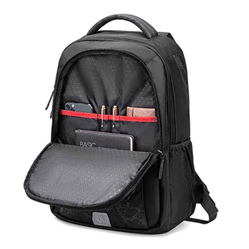 Rucsac laptop 15.6", casual, cu orificiu pentru cabluri audio, Golden Wolf, 43x31x16.5 cm, Negru