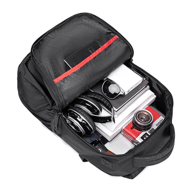 Rucsac laptop 15.6", casual, cu orificiu pentru cabluri audio, Golden Wolf, 43x31x16.5 cm, Negru