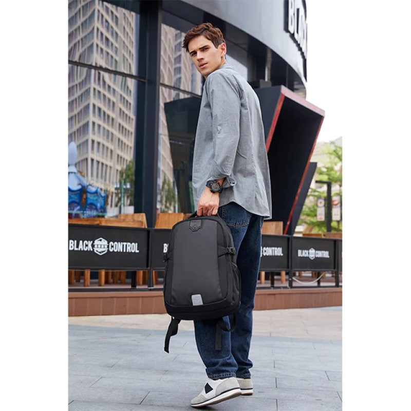 Rucsac laptop 15.6", casual, cu orificiu pentru cabluri audio, Golden Wolf, 43x31x16.5 cm, Negru