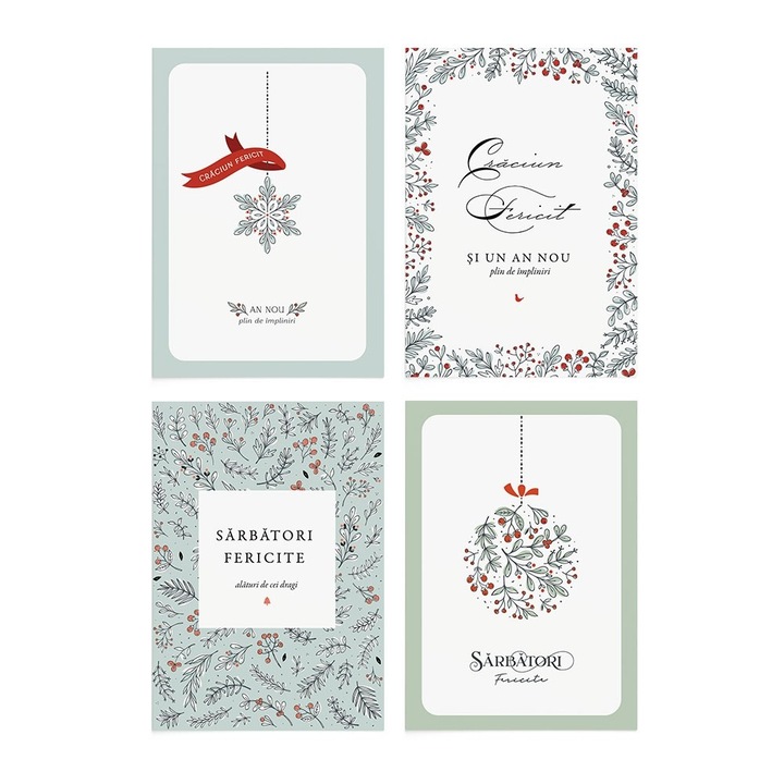 Set 4 buc Felicitari de Craciun 13 Zizula Cards, 105 X 150 mm